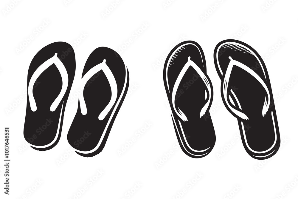 Flip Flop Sandal Slipper Silhouette Illustration Flip Flop Sandal Slipper Silhouette Illustration