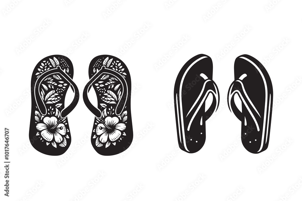 Flip Flop Sandal Slipper Silhouette Illustration
