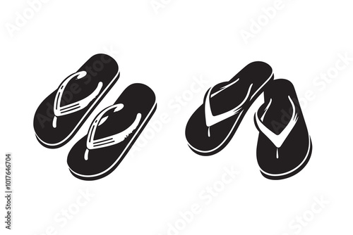 Flip Flop Sandal Slipper Silhouette Illustration