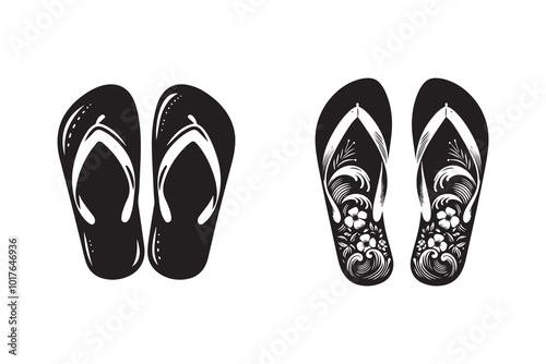 Flip Flop Sandal Slipper Silhouette Illustration