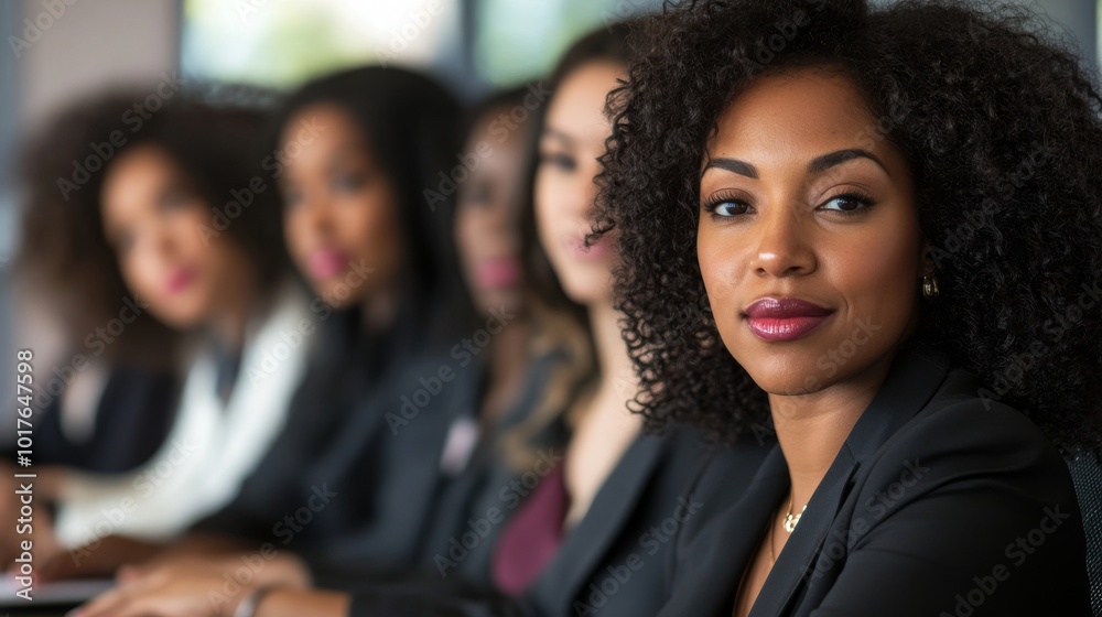 A group of women in leadership roles sitting together at a conference table, discussing business strategies and future plans. A group of women in leadership roles sitting together at a conference table, discussing business strategies and future plans.