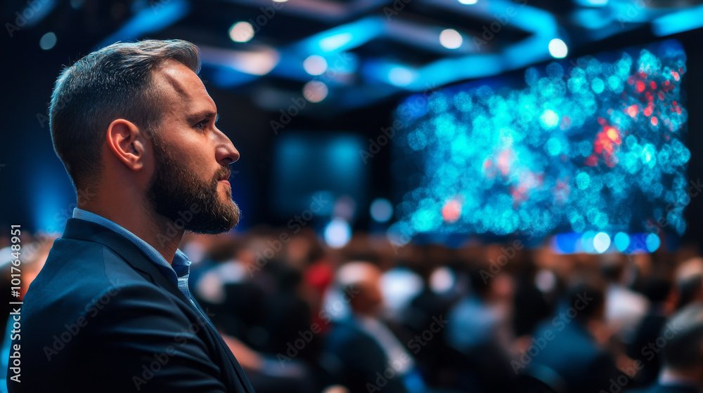 A keynote speaker presenting the latest digital tools for driving transformation at a technology summit, with live demonstrations. A keynote speaker presenting the latest digital tools for driving transformation at a technology summit, with live demonstrations.