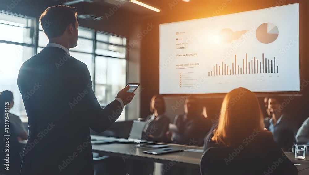 Businessman presenting data to a group of people in a modern office. Businessman presenting data to a group of people in a modern office.