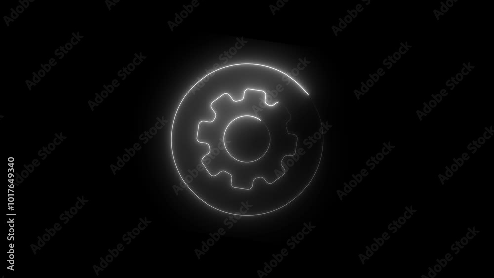 Glowing neon settings in circle rotation.