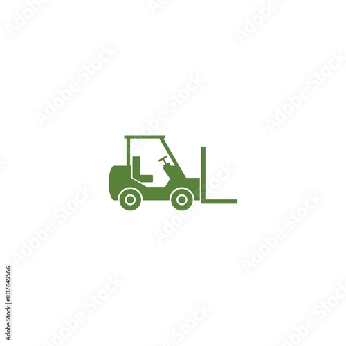 Warehouse forklift green icon isolated on white background