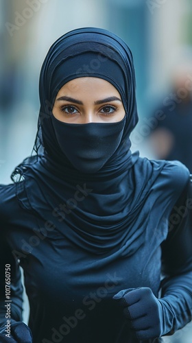 Portrait of a Woman Wearing a Black Hijab