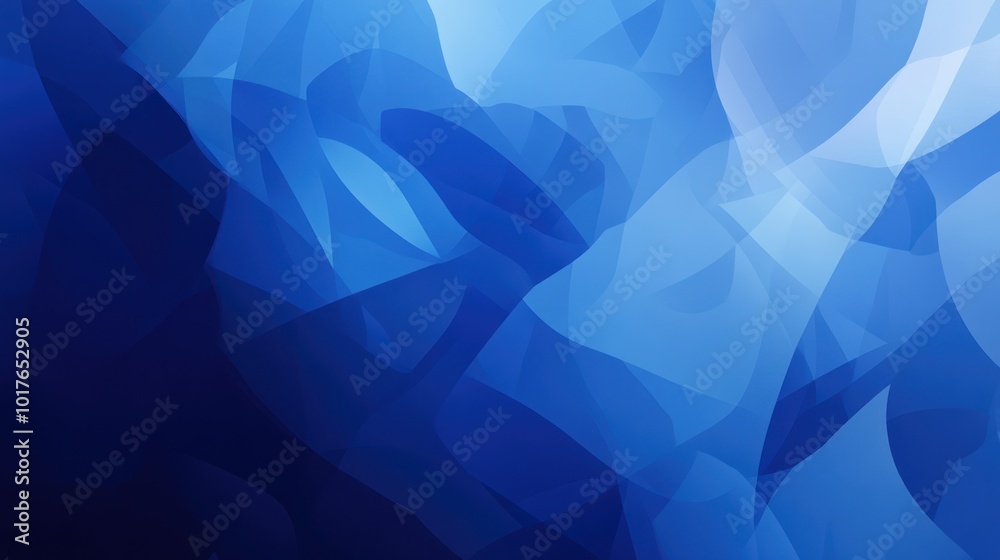 Fototapeta premium Blue abstract design: Minimalist blue abstract shapes floating in a sea of varying blue tones, perfect for presentations or branding.