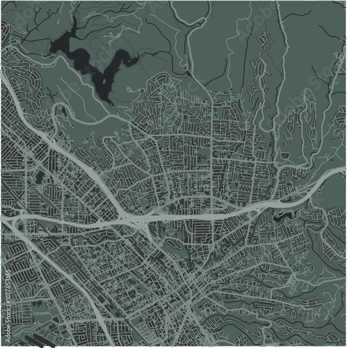 Map of Castro Valley in California in a smooth dark style. Contains layered vector with roads water, parks, etc.