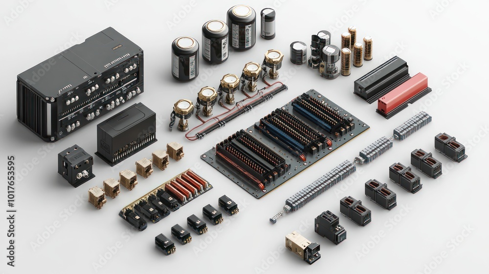 Electronic Components on White Background Electronic Components on White Background
