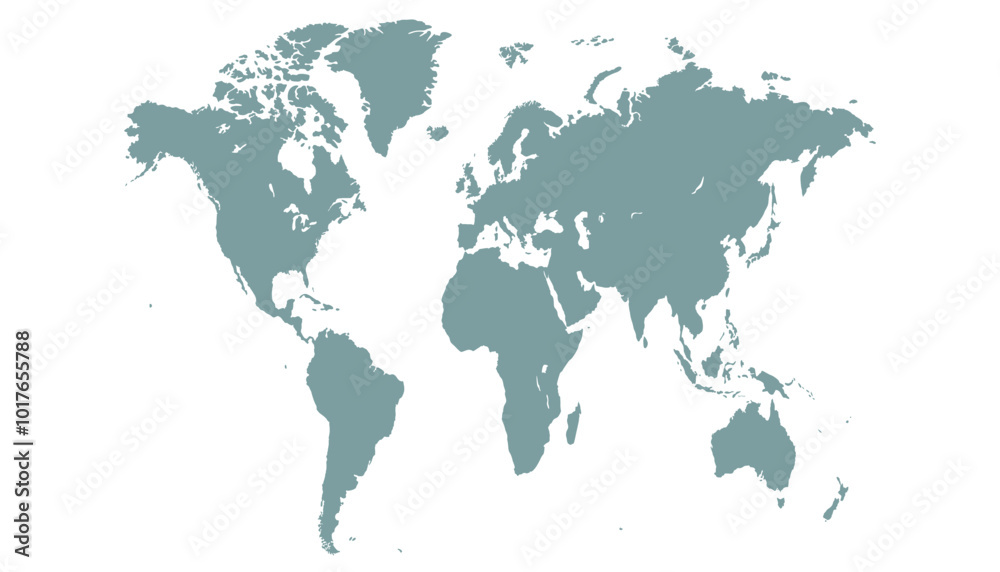 Naklejka premium World map. Grey modern vector map. Silhouette map.