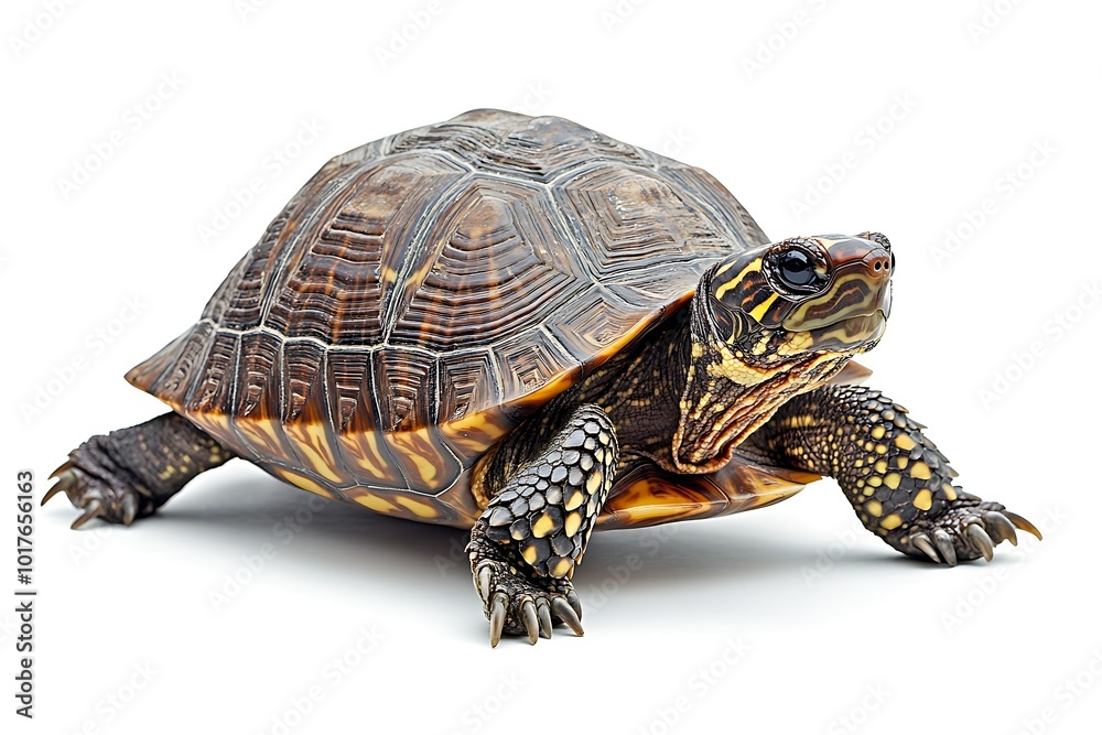 Obraz premium A colorful turtle on a white background.