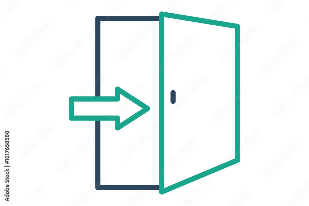 Entrance icon. line icon style. open door with arrow. hotel elements vector illustration Entrance icon. line icon style. open door with arrow. hotel elements vector illustration