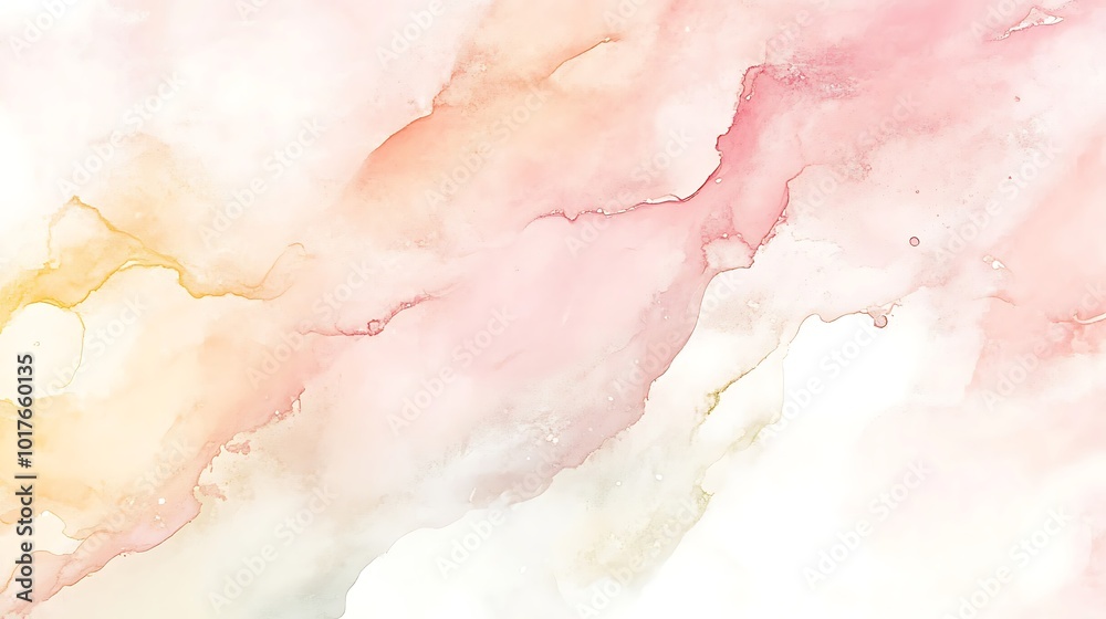 Abstract Watercolor Painting with Delicate Blends of Pink, Yellow and White Abstract Watercolor Painting with Delicate Blends of Pink, Yellow and White