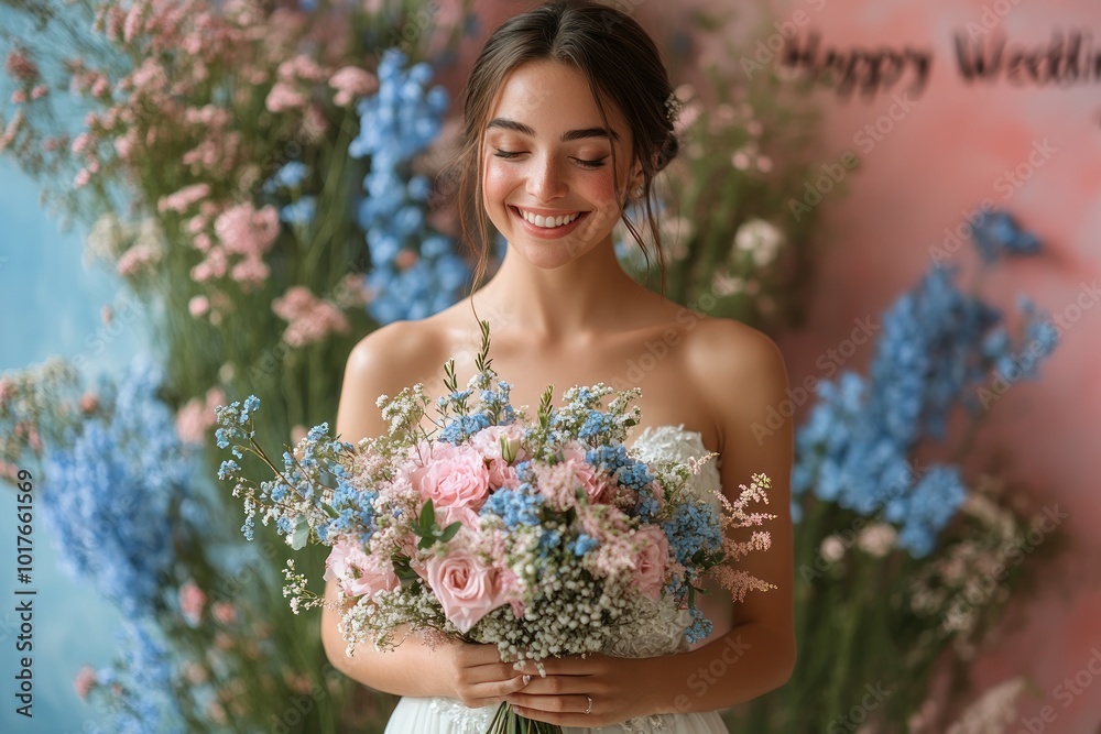 Bride Holding a Floral Bouquet