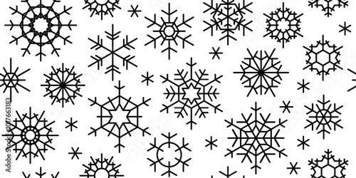 Snowflakes seamless pattern, winter vector background