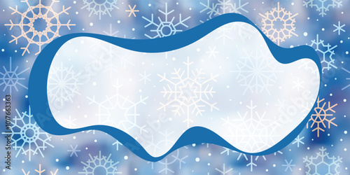 Winter vector background, holiday frame with snowflakes, christmas theme	