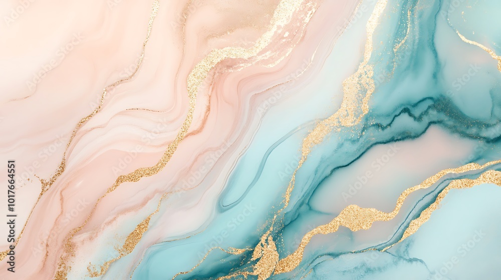 Abstract Swirling Blue and Pink Marble Background