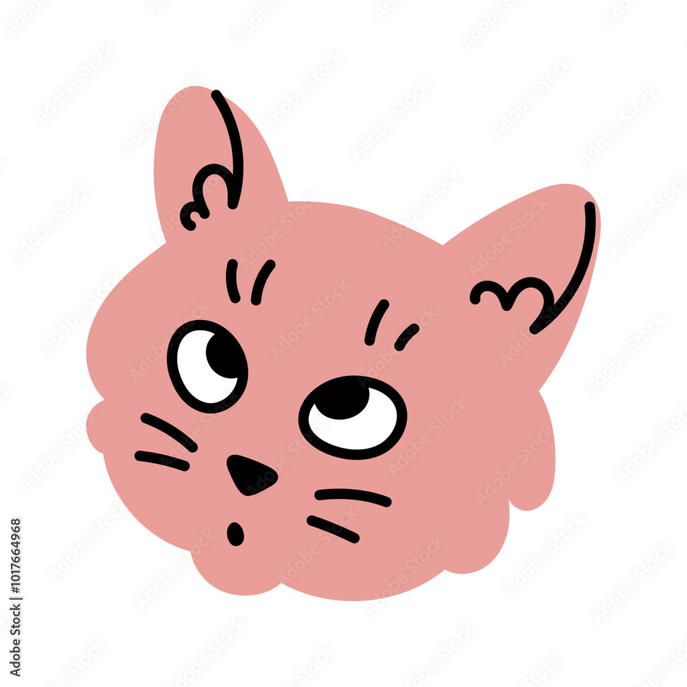 Funny meme cat head. Simple kitten illustration. Cute sticker. Animal print for kids. Funny meme cat head. Simple kitten illustration. Cute sticker. Animal print for kids.