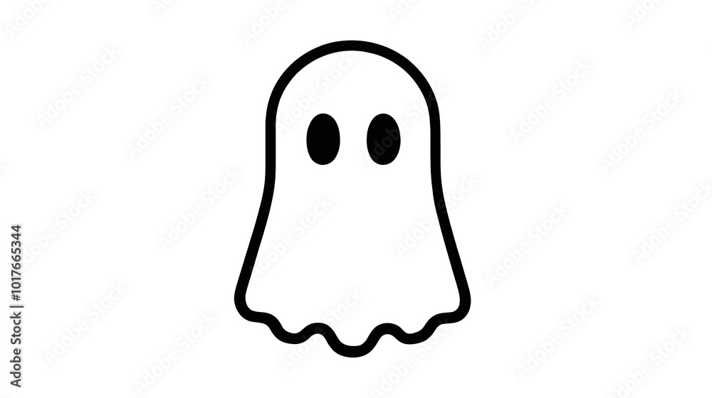 Halloween ghost figure with a black outline and two round eyes. Halloween ghost figure with a black outline and two round eyes.