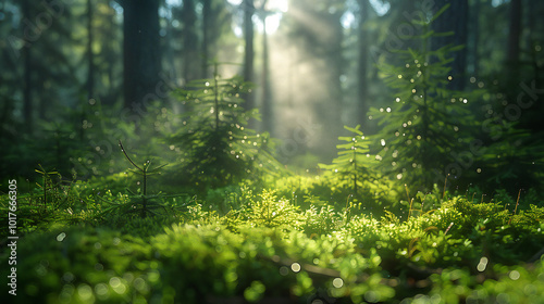 Mossy Woodland Floor with Conifers