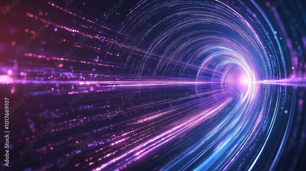 Double exposure of a tunnel with glowing lines and human motion blur Double exposure of a tunnel with glowing lines and human motion blur