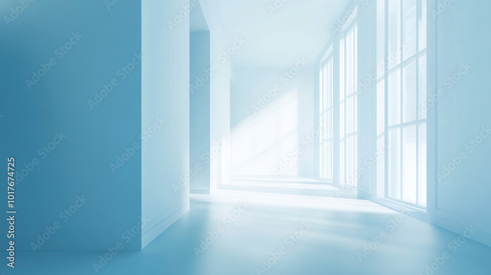 Obraz premium Light blue background with soft gradients: Smooth, gradient transitions of light blue blending into white or other pastel tones, creating a clean and modern look for versatile use.