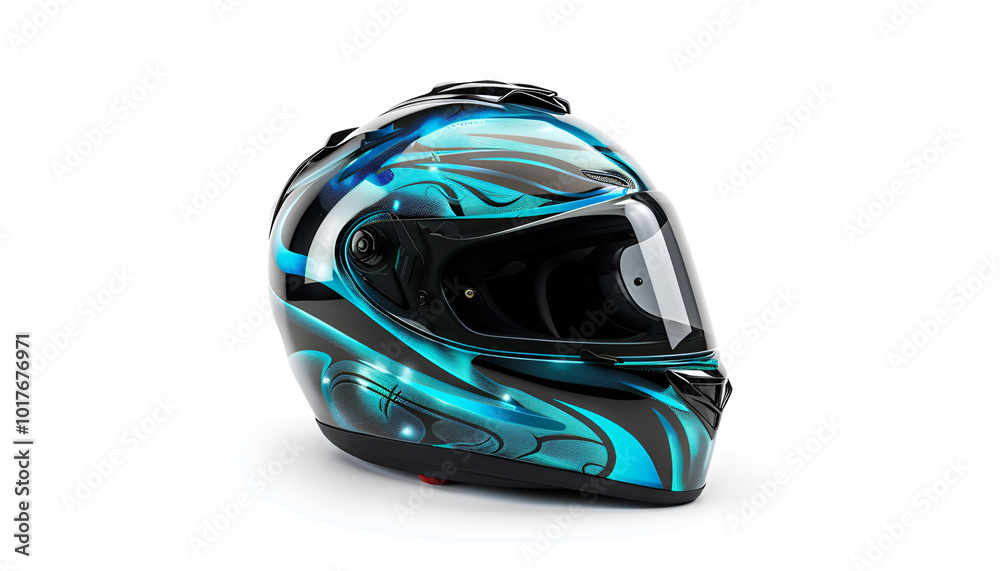 New stylish motorcycle helmet isolated on white New stylish motorcycle helmet isolated on white