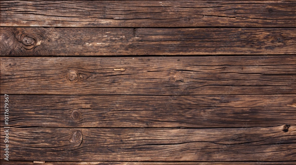 Fototapeta premium Weathered wooden plank background, ideal for rustic designs and creative projects.