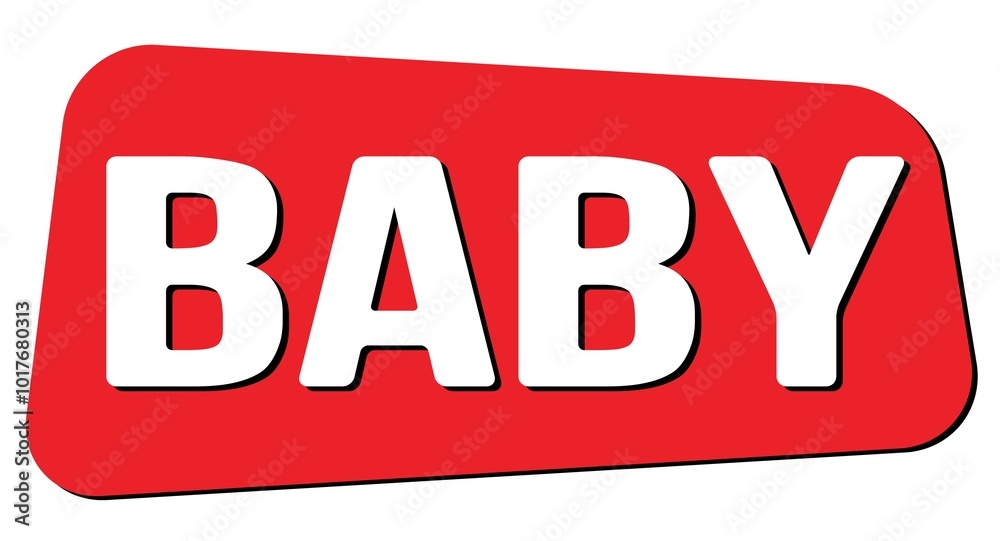 BABY text on red trapeze stamp sign. BABY text on red trapeze stamp sign.