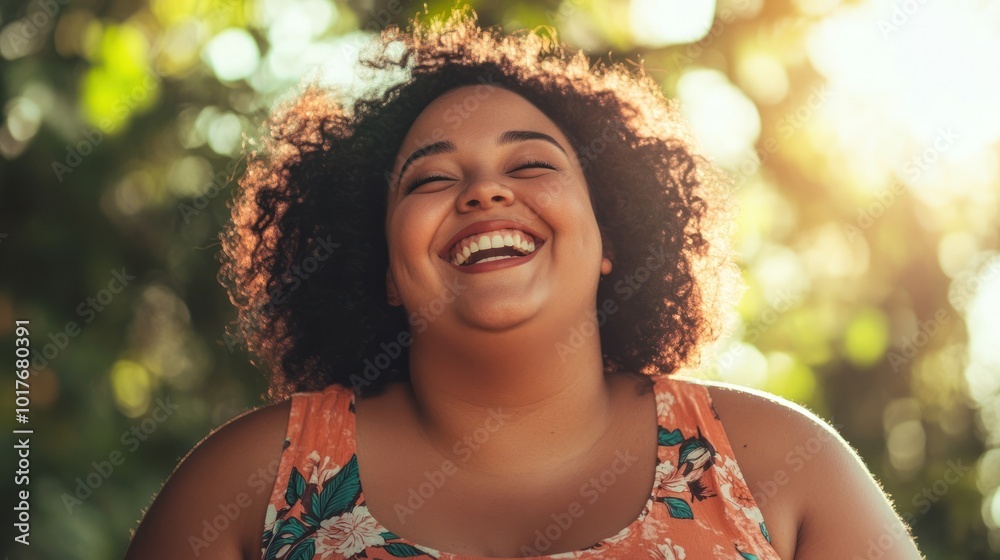 Overweight woman portrait Often used in photography that focuses on realistic, inclusive depictions of different body types.