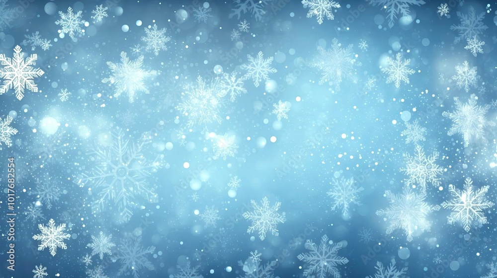white snowflakes on gradient blue background, bokeh effect, snowy night, snowfall, festive background. Christmas, New Year, winter holiday concept. packaging design, website header, digital wallpaper white snowflakes on gradient blue background, bokeh effect, snowy night, snowfall, festive background. Christmas, New Year, winter holiday concept. packaging design, website header, digital wallpaper