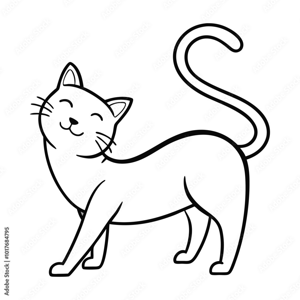 Naklejka premium Line drawing of a cat