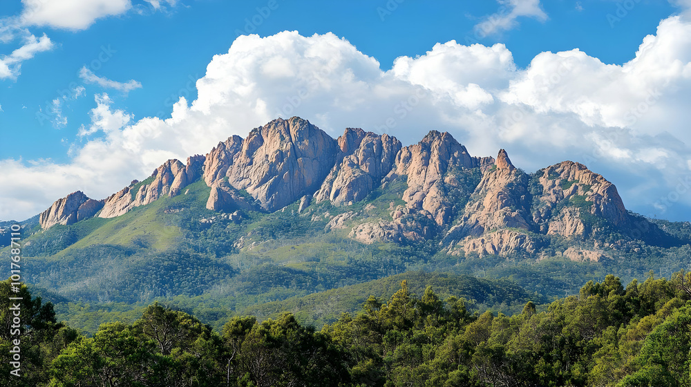 Fototapeta premium Rocky Mountain Range with Clouds.