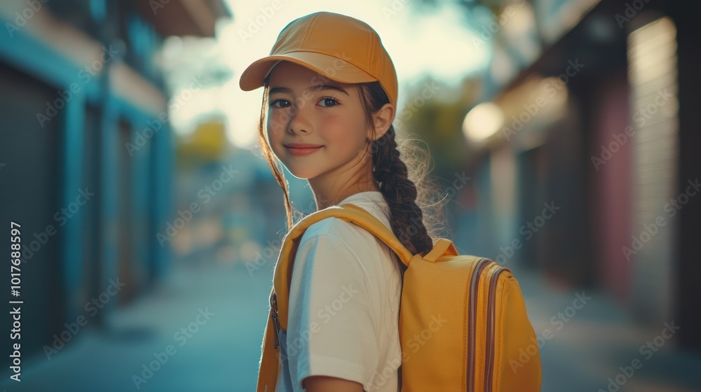 School girl with backpack Commonly used in back-to-school marketing and content related to school supplies and daily routines. School girl with backpack Commonly used in back-to-school marketing and content related to school supplies and daily routines.