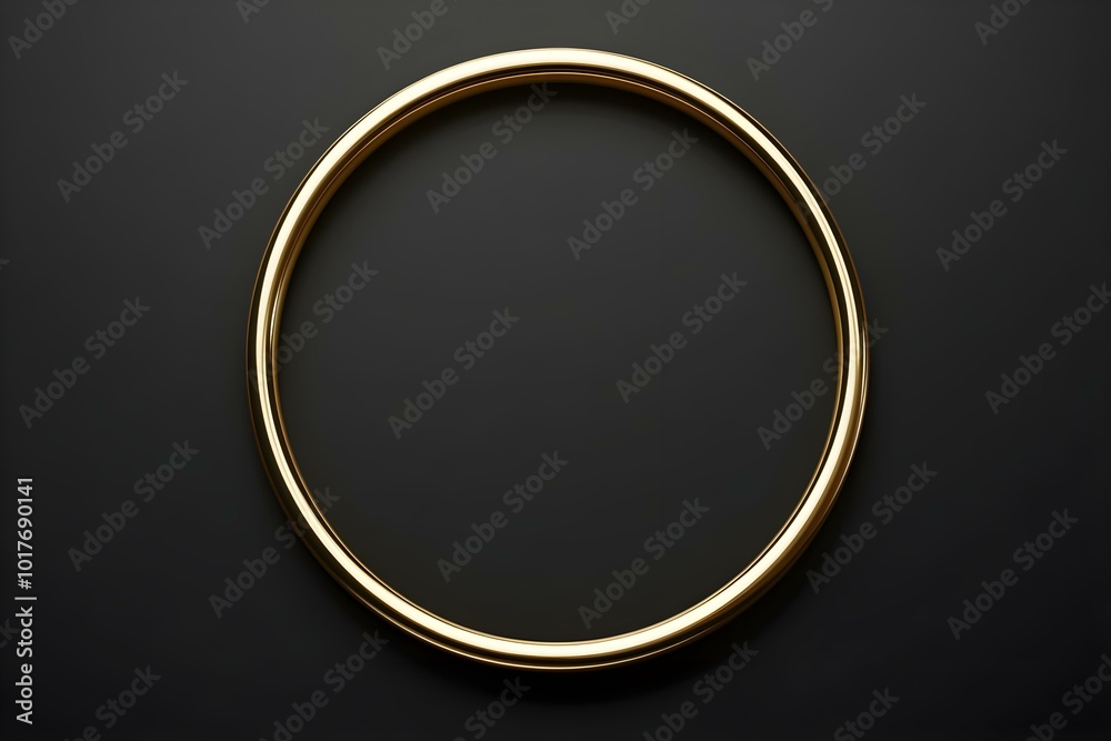 Gold ring frame on a black background. Metal circle border for awards. Luxury round shiny 3d banner. Realistic template for design Gold ring frame on a black background. Metal circle border for awards. Luxury round shiny 3d banner. Realistic template for design