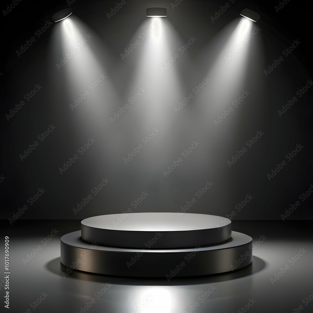 A sleek black podium stands ready for your product. A sleek black podium stands ready for your product.