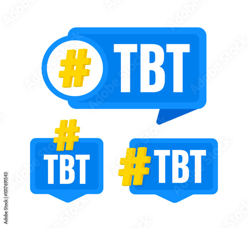Tbt hashtag icons showing throwback thursday posts