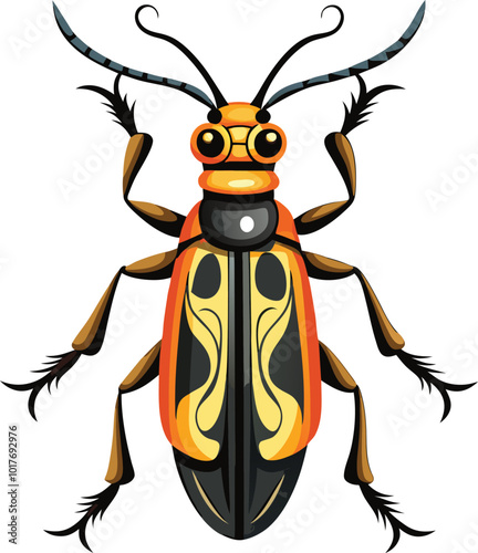 longhorn beetle insect vector artwork