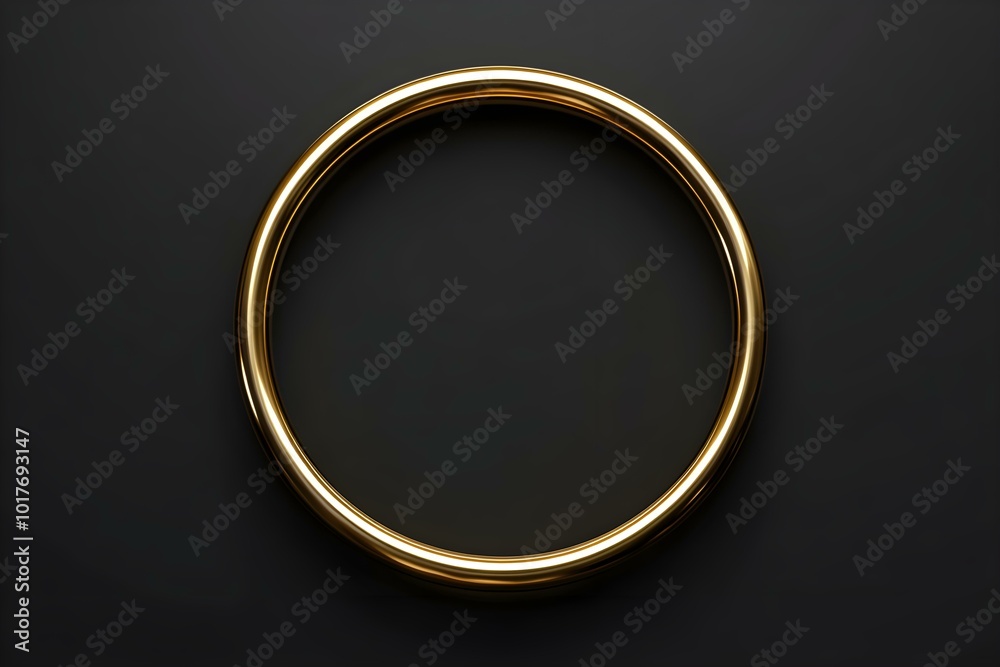 Gold ring frame on a black background. Metal circle border for awards. Luxury round shiny 3d banner. Realistic template for design Gold ring frame on a black background. Metal circle border for awards. Luxury round shiny 3d banner. Realistic template for design
