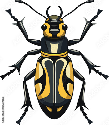 longhorn beetle insect vector artwork