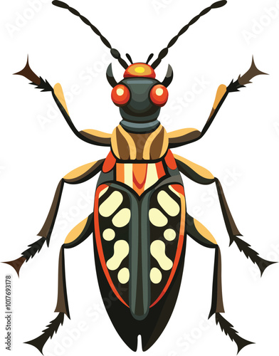 longhorn beetle insect vector artwork