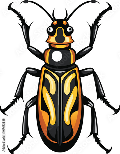 longhorn beetle insect vector artwork