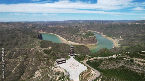 view of qiankun bay of river huang he in shanxi photo