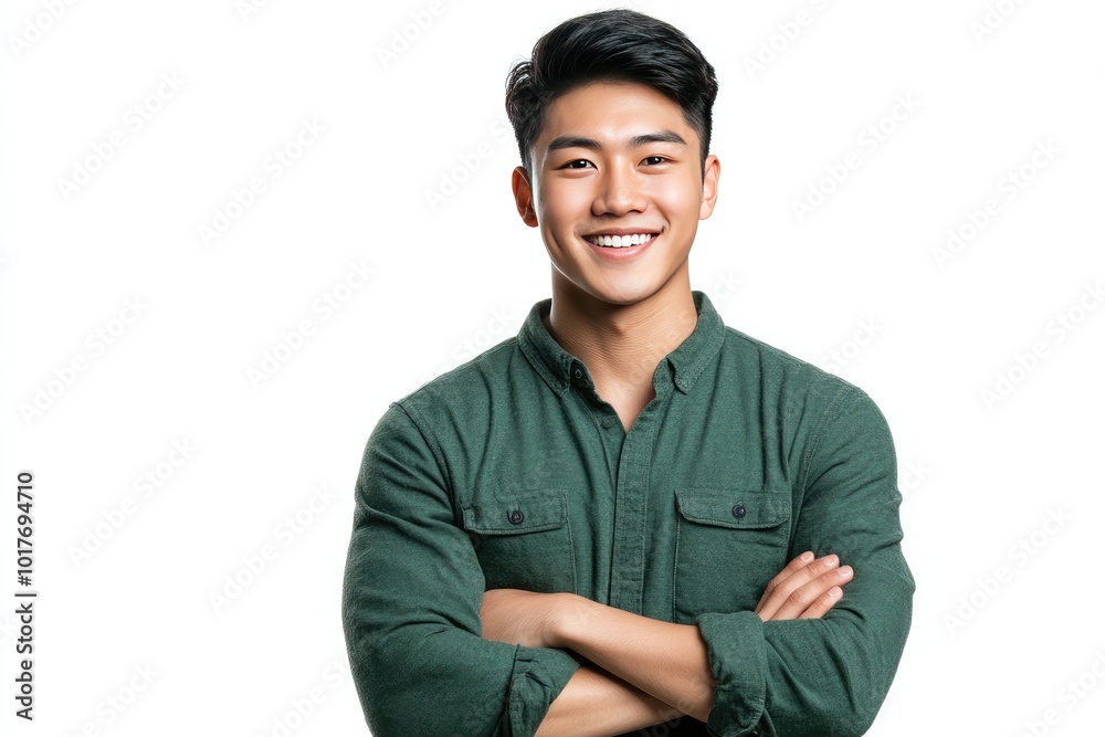 Smiling man with crossed arms. Use for confidence, success, or business. Smiling man with crossed arms. Use for confidence, success, or business.