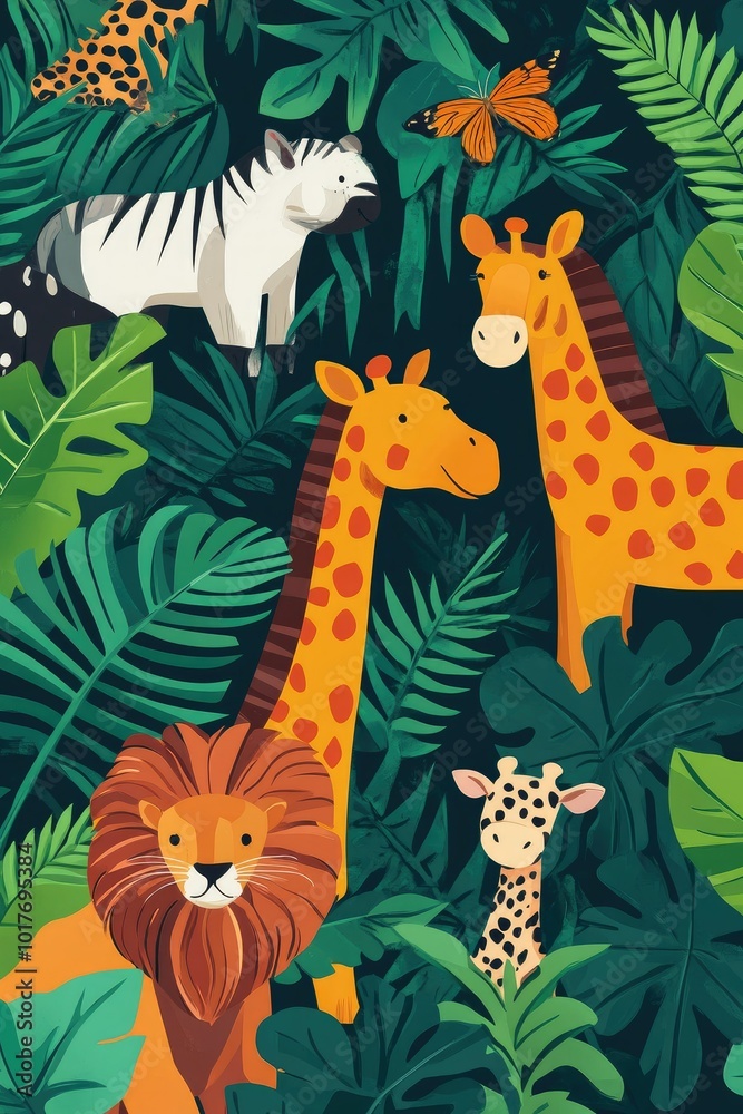Fototapeta premium World wildlife day a group of animals standing on background
