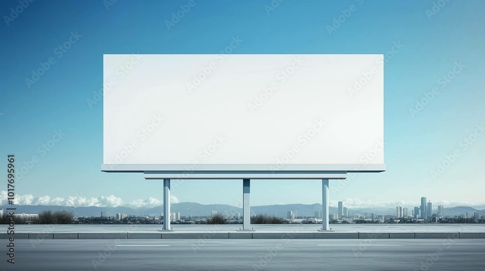 Fototapeta premium Marketing Billboard. Empty clear white billboard. Design Template. 