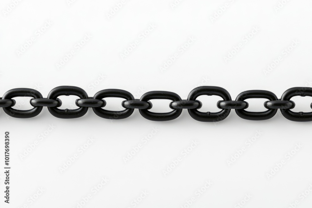 Close-Up of a Black Metal Chain Adorning a Pristine White Tabletop Close-Up of a Black Metal Chain Adorning a Pristine White Tabletop