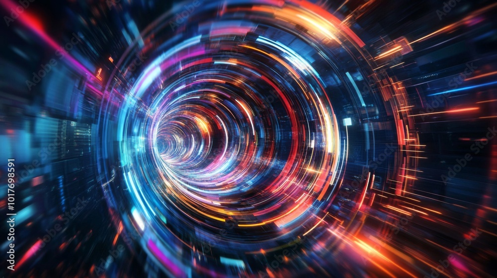 Abstract Colorful Tunnel of Light and Technology Abstract Colorful Tunnel of Light and Technology