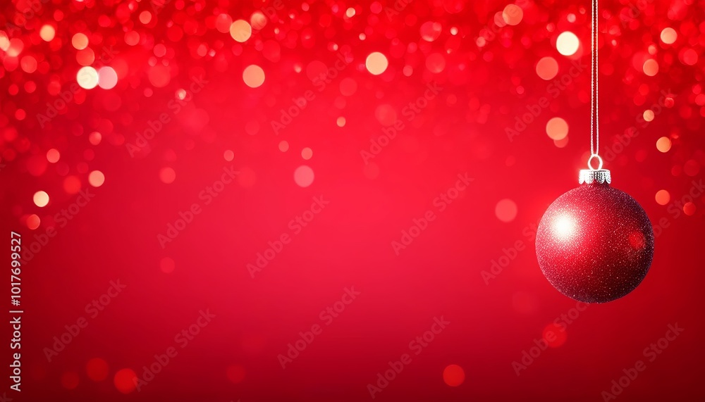 Red Christmas Ball Hanging on Glitter Bokeh Background with Twinkle Lights – Festive Holiday Card, Merry Christmas, Happy New Year, and Space for Text. Made with generative AI technology Red Christmas Ball Hanging on Glitter Bokeh Background with Twinkle Lights – Festive Holiday Card, Merry Christmas, Happy New Year, and Space for Text. Made with generative AI technology