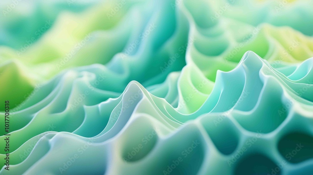 Obraz premium Abstract background made of Blue and Green 3D Undulating lines. Multicolored 3D Render with copy-space. 